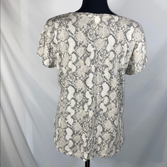 H&M Snake Print Short Sleeve Top White & Gray Small - Picture 9 of 9
